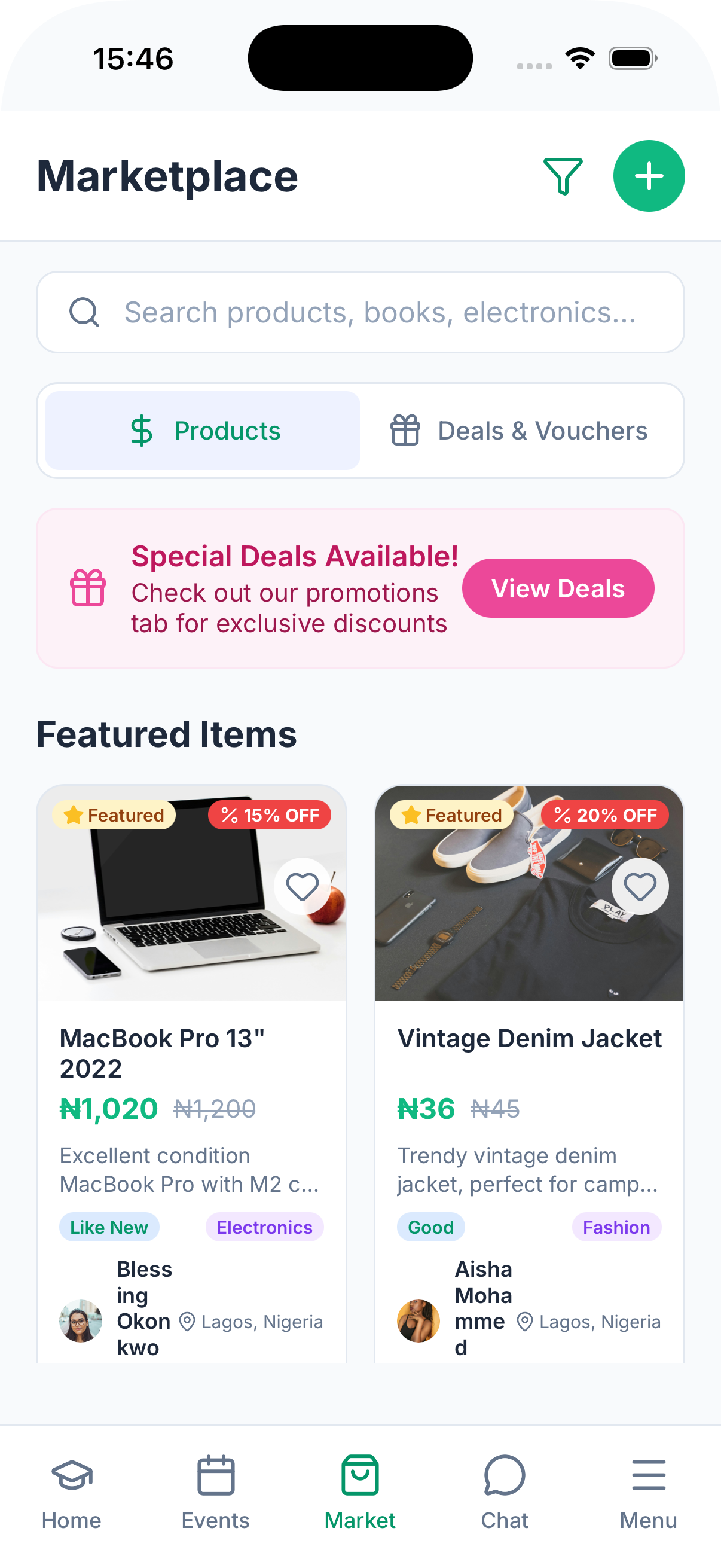 Buy, Sell & Earn screen